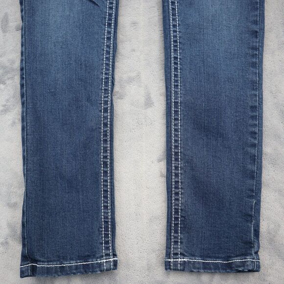 Vivi Diva Pants Womens 5 Blue Denim Flat Front Mid Rise Skinny Pockets Jeans - Picture 14 of 16